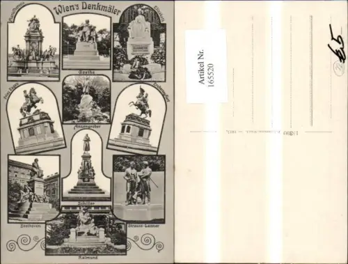 165520,Wien 1 Denkmäler Mehrbild Ak Goethe Anzengruber Strauss Lanner Raimund