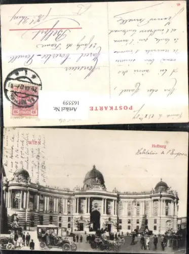 165559,Wien 1 Hofburg Fotomontage Automobil Kutsche Personen 1907