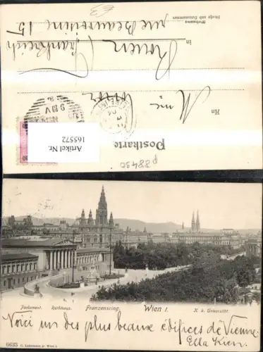 165572,Wien 1 Franzensring Rathaus Parlament K k Universität 1904