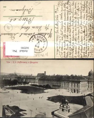165591,Wien 1 K k Hofburg u. Burgplatz Personen Denkmal 1912