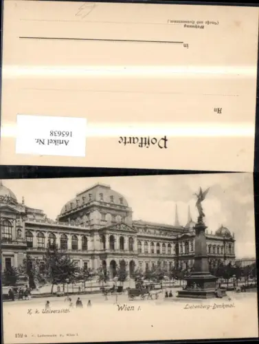 165638,Wien 1 K k Universität Liebenberg Denkmal Kutsche Säule Personen