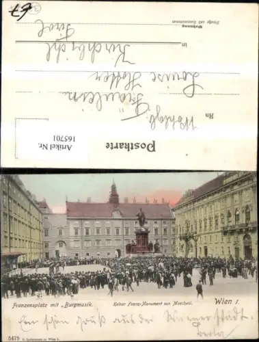 165701,Wien 1 Franzensplatz m. Burgmusik Kaiser Franz Monument v. Marchesi Personen