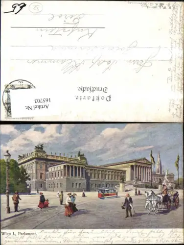 165703,Wien 1 Parlament Strassenbahn Kutsche