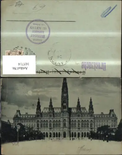 165714,Wien 1 Rathaus b. Mondschein