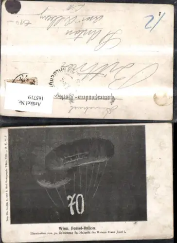 165719,Wien 1 Wien Fessel Ballon Illumination z. 70 Geb. Kaiser Franz Josef I
