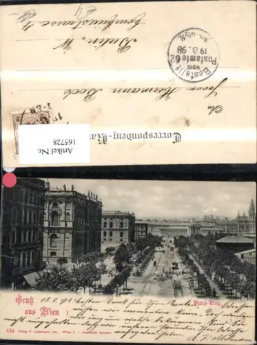 165728,Wien 1 Burgring Ring Strassenbahn 1898
