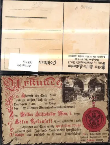165738,Wien 1 Reklame Präge Ak Melker Stiftskeller Urkunde