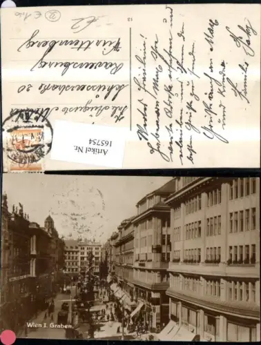 165754,Wien 1 Graben Tram Kutschen Personen 1927