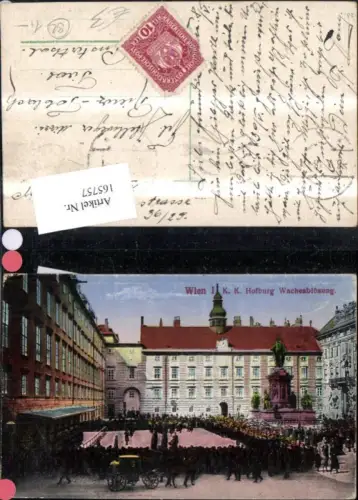165757,Wien 1 K k Hofburg Wachablösung Kutsche Denkmal Personen