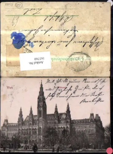 165760,Wien 1 Rathaus m. Personen Kutsche