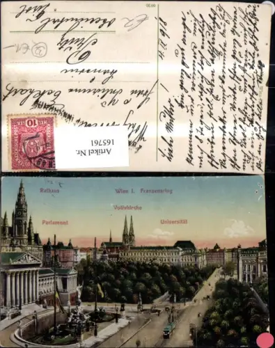 165761,Wien 1 Rathaus Parlament Votivkirche Universität Franzensring Strassenbahn 1918