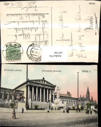 165768,Wien 1 Reichsrats Gebäude Parlamentsbrunnen Parlament Brunnen Personen 1936