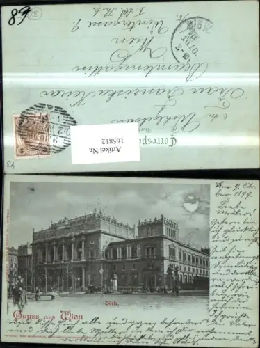 165812,Wien 1 Börse b. Mondschein Personen Kutsche 1899