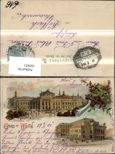 165851,Wien 1 Burgtheater Theater Oper Staatsoper 1901 Litho
