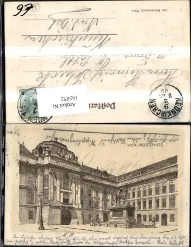 165852,Wien 1 Josefsplatz Hofburg Denkmal Bleistiftzeichnung 1902