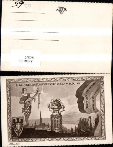165857,Wien 1 10 Dt Sängerbundfest 1928 Zeichnung sign G F Schütz
