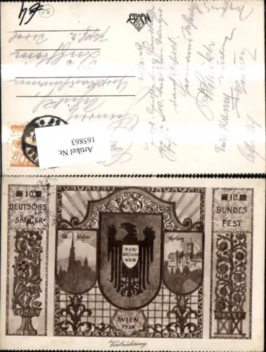 165863,Wien 1 Verbrüderung 10 Dt Sängerbundfest 1928 Zeichnung sign G F Schütz
