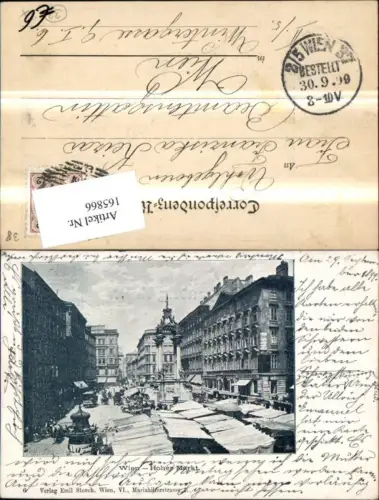165866,Wien 1 Hoher Markt Litfaßsäule Tram Personen 1899