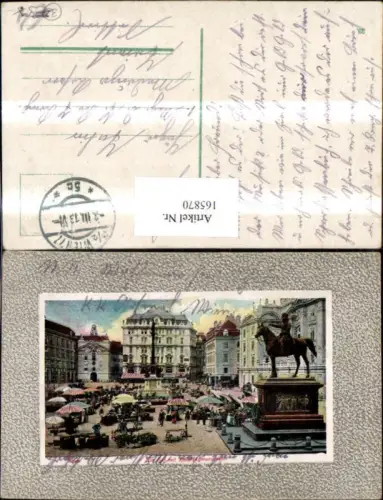 165870,Wien 1 Am Hof m. Radetzkymonument Denkmal Markt Personen 1913 Passepartout