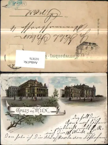 165876,Wien 1 Litho Hof Oper Hofburg Theater 1987