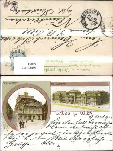 165881,Wien 1 Litho Alte Universtiät Neue Universität 1902 sign Erwin Pendl