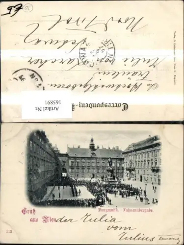 165891,Wien 1 Hofburg Burgmusik Fahnenübergabe Denkmal Personen