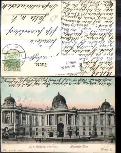 209303,Wien 1 K. k. Hofburg Michaeler Thor Tor