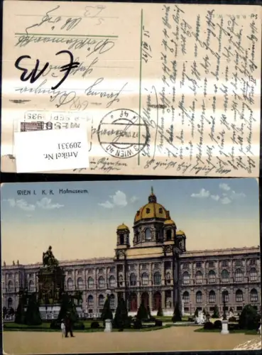 209331,Wien 1 K K Hofmuseum Museum Stempel Besucht d. Wiener Messe 1935