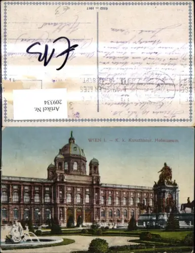 209334,Wien 1 K k Kunsthistorisches Hofmuseum Museum