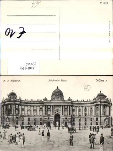 209342,Wien 1 K k Hofburg Michaeler Platz Personen Kutsche Automobil i. Vordergrund