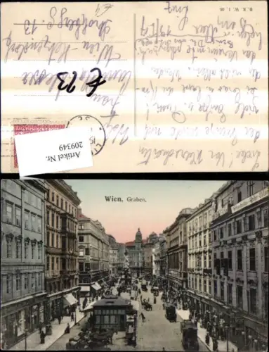 209349,Wien 1 Graben Kutschen Personen Tram
