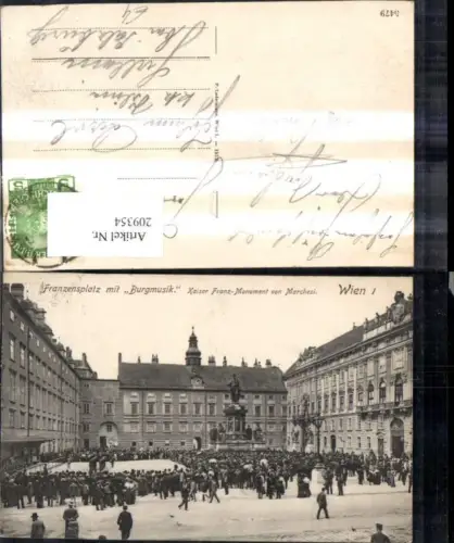209354,Wien 1 Franzensplatz m. Burgmusik Kaiser Franz Monument v. Marchesi Personen
