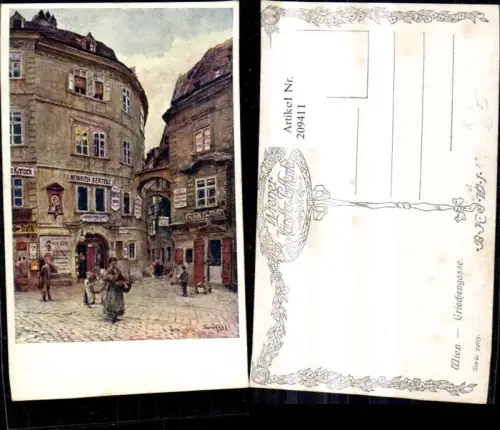 209411,Künstler Ak E. Czeck Wien 1 Griechengasse