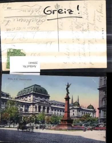 209441,Wien 1 K k Universität Denkmal Kutsche