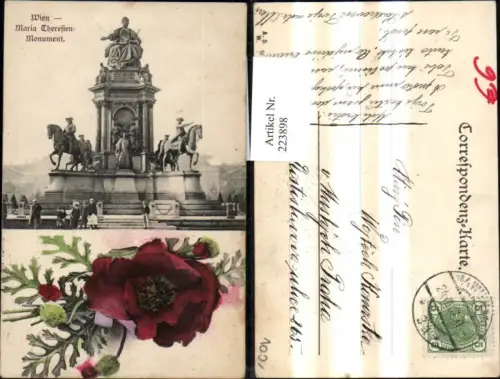 223898,Wien 1 Maria Theresien Monument Blume Mehrbild Ak