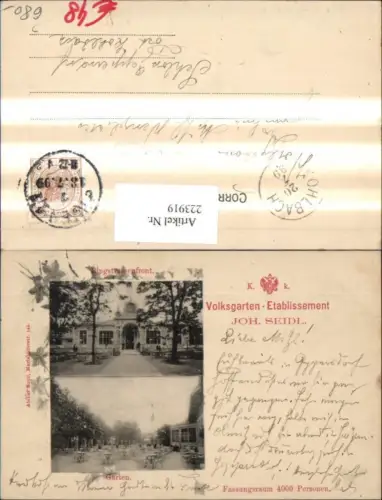 223919,Seltene Ak Wien 1 K.k. Volksgarten Etablissement Joh. Seidl Mehrbild Ak Ringstrassenfront Garten