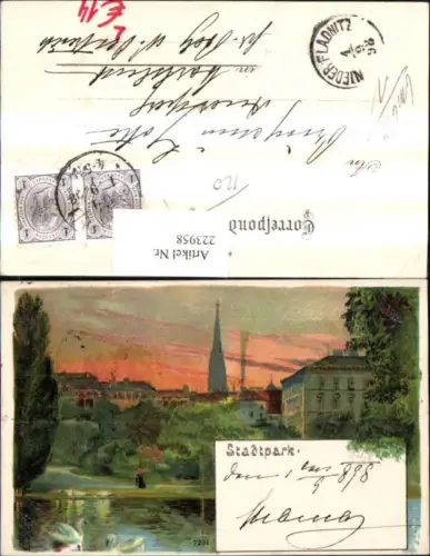 223958,Wien 1 Künstler Litho Stadtpark Schwan Schwäne