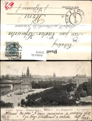 223978,Wien 1 Franzens-Ring Parlament Rathaus K.k. Hof-Burgtheater K.k. Volksgarten
