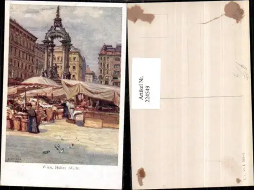 224549,Künstler AK R. Konopa Wien 1 Hoher Markt m. Vermählungsbrunnen Brunnen