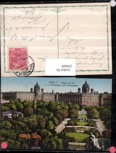 224609,Wien 1 Blick auf d. K. k. Hofmuseen u. Volksgarten
