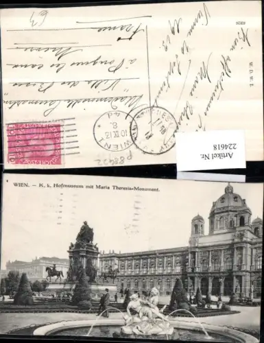 224618,Wien 1 K. k. Hofmuseum m. Maria Theresia-Monument Brunnen
