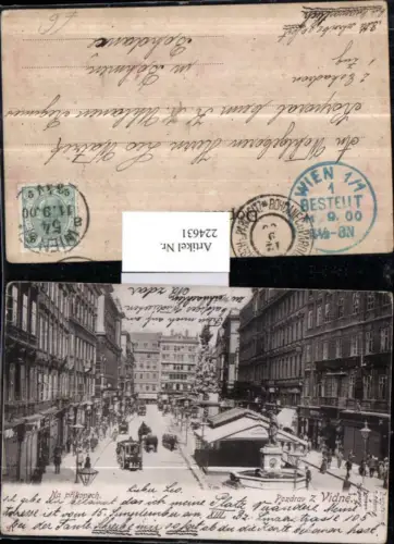 224631,Wien 1 Graben Straßenansicht Pestsäule Brunnen Geschäfte