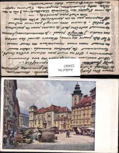 224687,Künstler AK Ernst Graner Wien 1 Freiung Markt Kirche