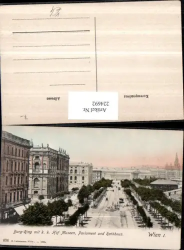 224692,Wien 1 Burg-Ring m. K. k. Hof-Museum Parlament u. Rathaus pub K. Ledermann 434