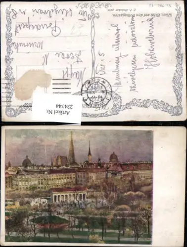 224744,Künstler AK E. F. Hofecker Wien 1 Blick auf d. Volksgarten
