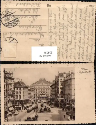224754,Wien 1 Neuer Markt Brunnen Geschäfte Straßenbahn