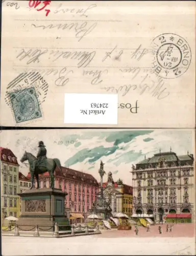 224763,Litho AK Wien 1 Am Hof Denkmal Säule Markt