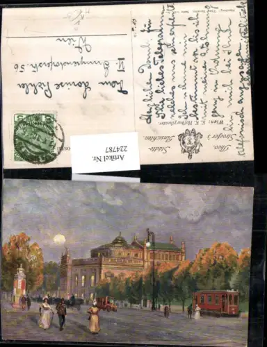 224787,Künstler AK Wien 1 K. k. Hofburgtheater Theater Litfaßsäule Straßenbahn pub Theo Stroefer 747/2