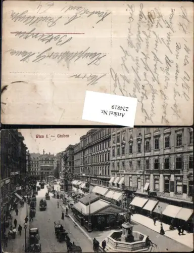 224819,Wien 1 Graben Straßenansicht Brunnen Geschäfte Pestsäule