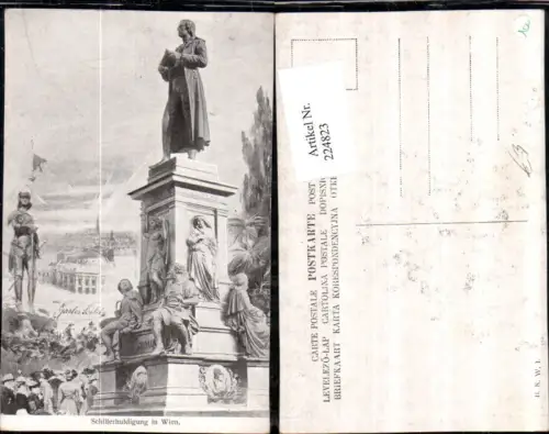 224823,Künstler AK Charles Scolik Wien 1 Schillerhuldigung Denkmal